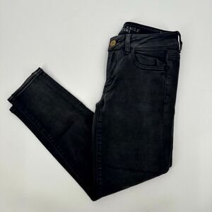 American Eagle Jegging Jeans Women 2 Gray Denim Crop Comfort Straight Leg Preppy